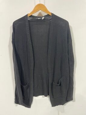 BDG Black Open-Front Knit Cardigan with Pockets